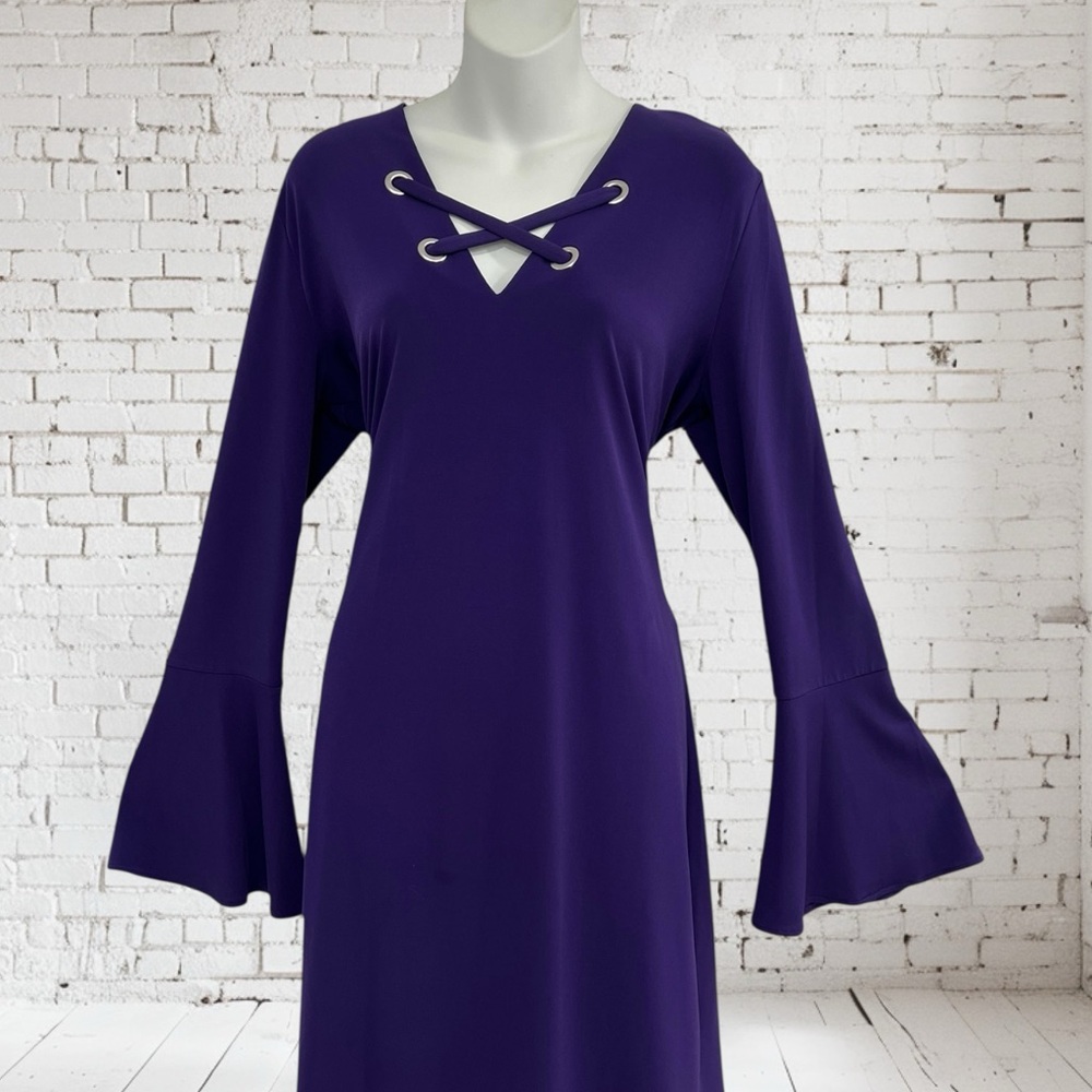 Michael Michael Kors Deep Purple Long Sleeve Dress with Flare in Size XL